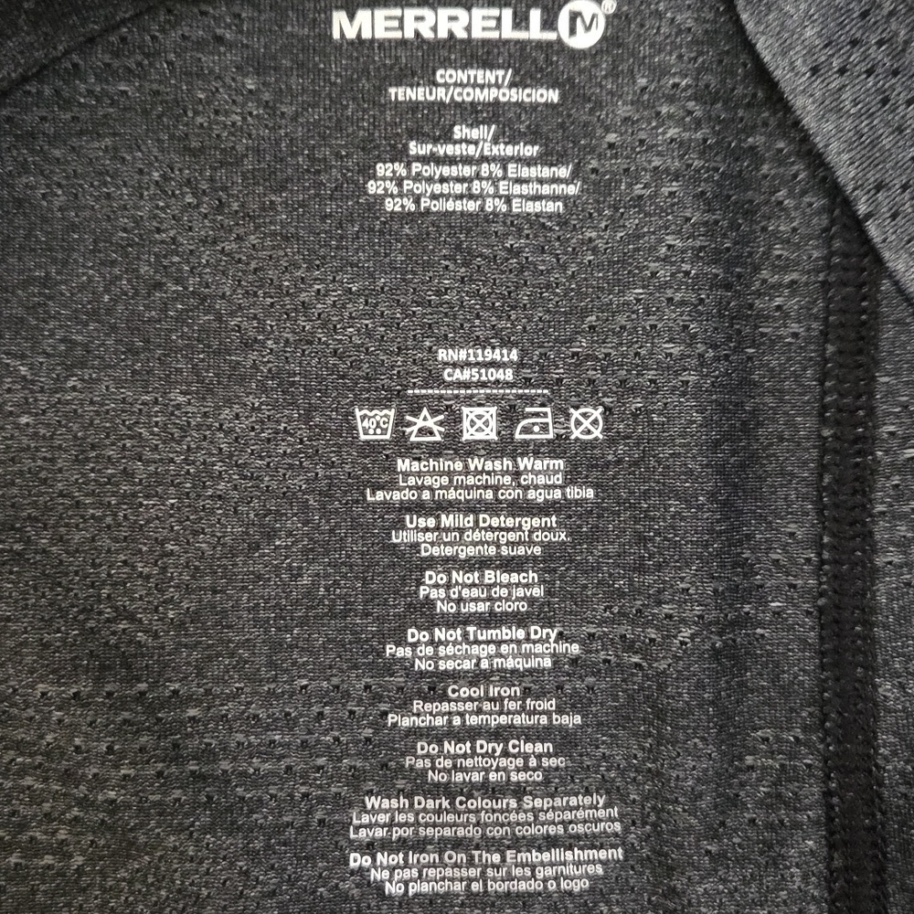 Merrell | Gray Subtle Camo Long Sleeve Hoodie Shirt Thumbholes Size Medium - Picture 6 of 7